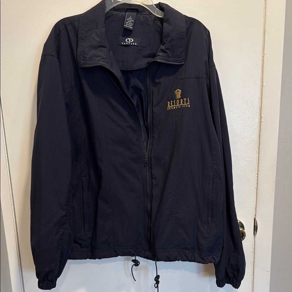 Blue and Gold Windbreaker Jacket with Collared Neckline